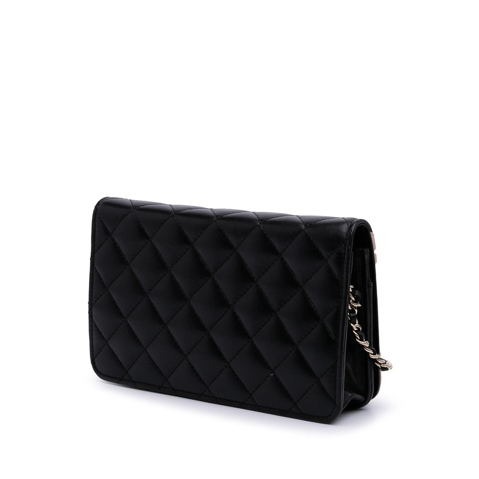 Chanel Bicolor Quilted Lambskin Camellia Wallet on Chain