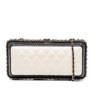 Chanel Bicolor Quilted Lambskin Chain Around Clutch