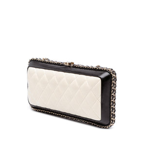 Chanel Bicolor Quilted Lambskin Chain Around Clutch