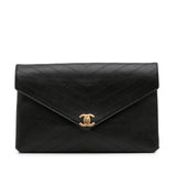 Chanel CC Chevron Calfskin Envelope Clutch