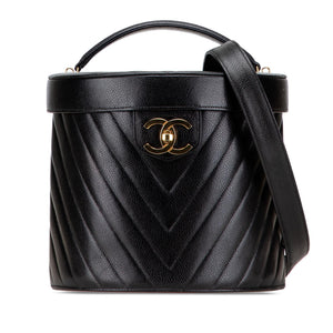 Chanel CC Chevron Caviar Turnlock Vanity Bag