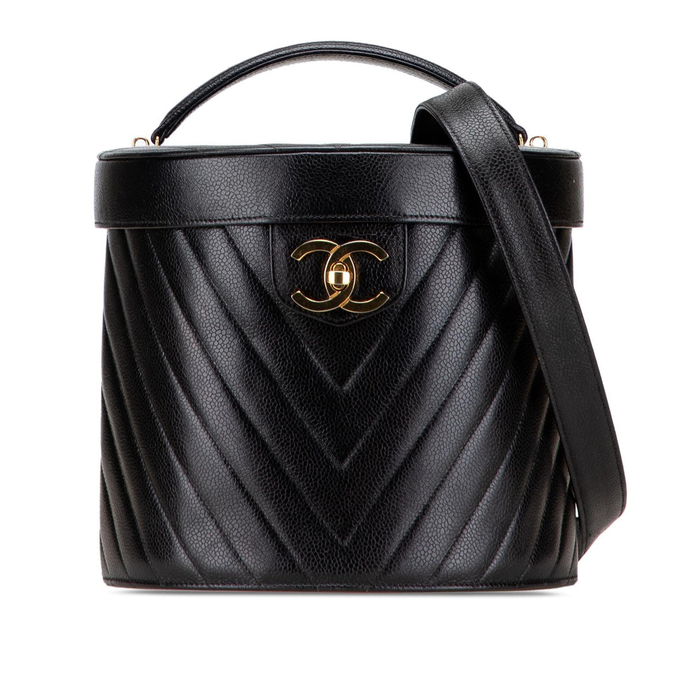 Chanel CC Chevron Caviar Turnlock Vanity Bag