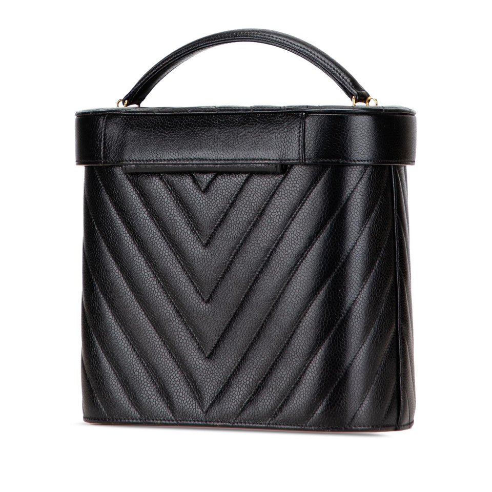 Chanel CC Chevron Caviar Turnlock Vanity Bag