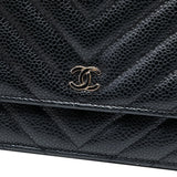 Chanel CC Chevron Caviar Wallet On Chain
