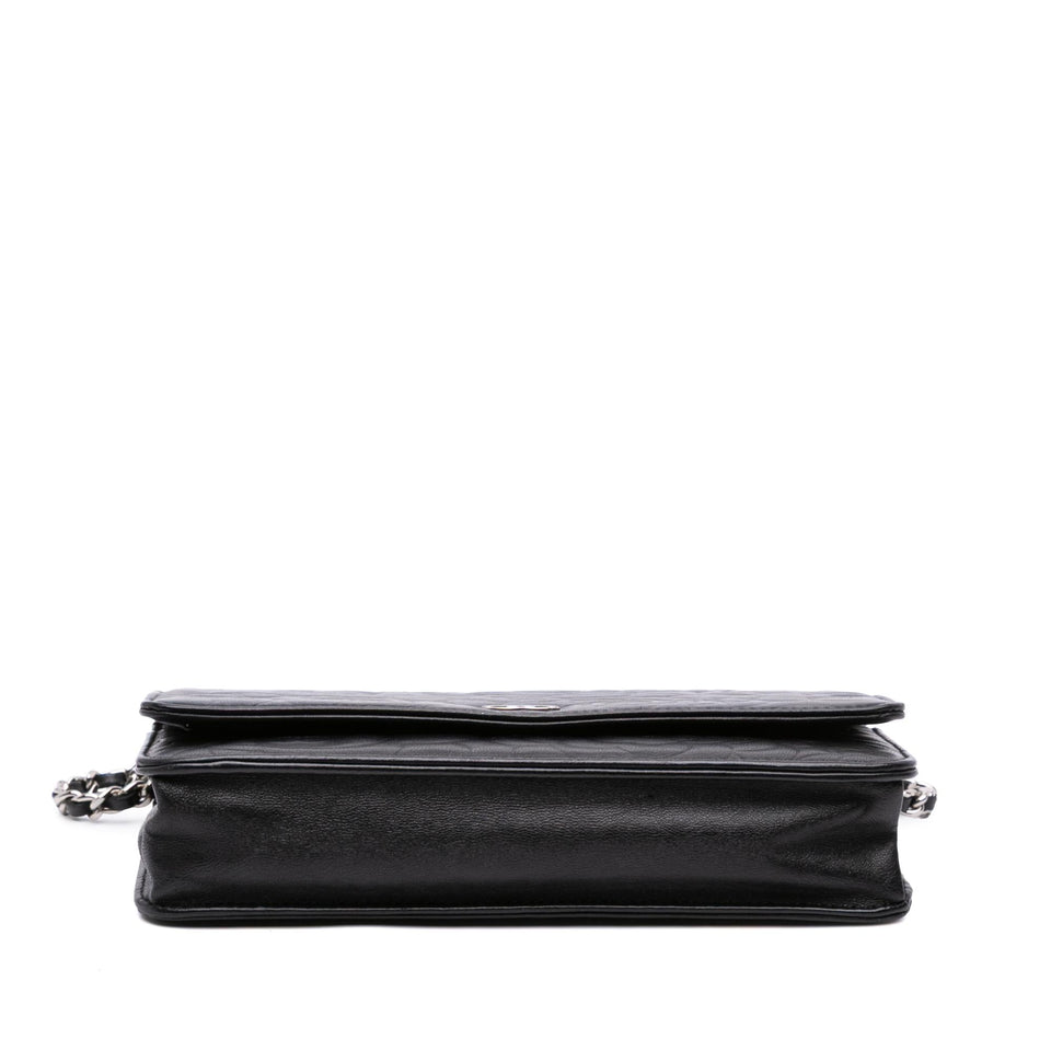 Chanel CC Embossed Lambskin Camellia Wallet On Chain