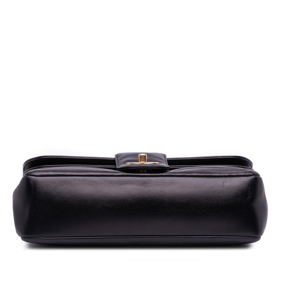 Chanel CC Horizontal Quilted Lambskin Double Flap