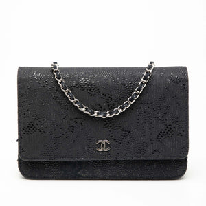 Chanel CC Lace Overlay Goatskin Wallet On Chain