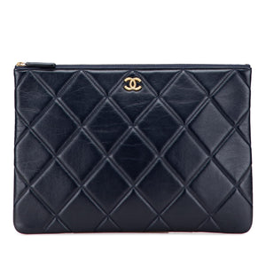 Chanel CC Large Quilted Lambskin O Case Clutch