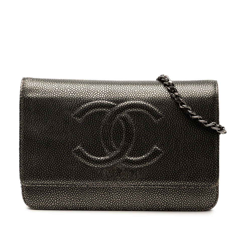 Chanel CC Metallic Caviar Wallet on Chain