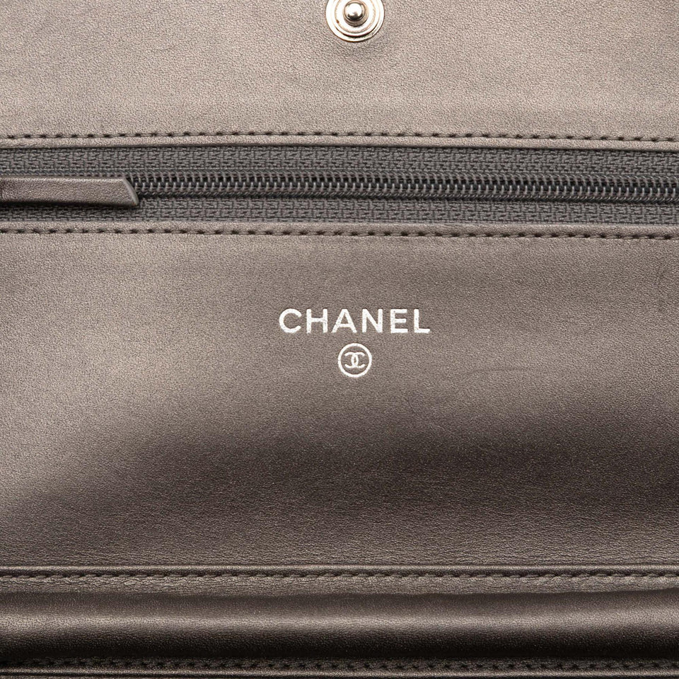 Chanel CC Metallic Caviar Wallet on Chain