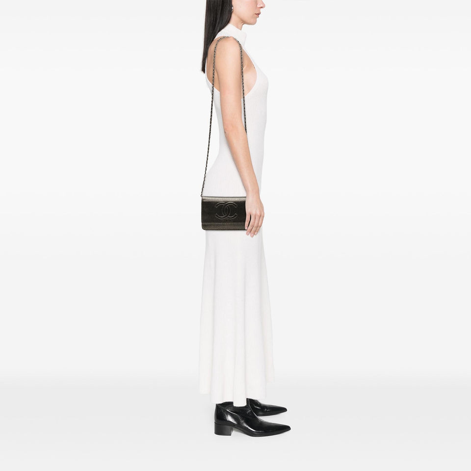 Chanel CC Metallic Caviar Wallet on Chain