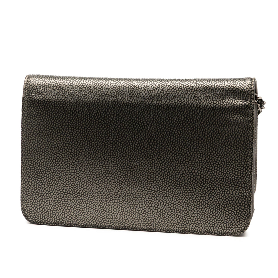 Chanel CC Metallic Caviar Wallet on Chain