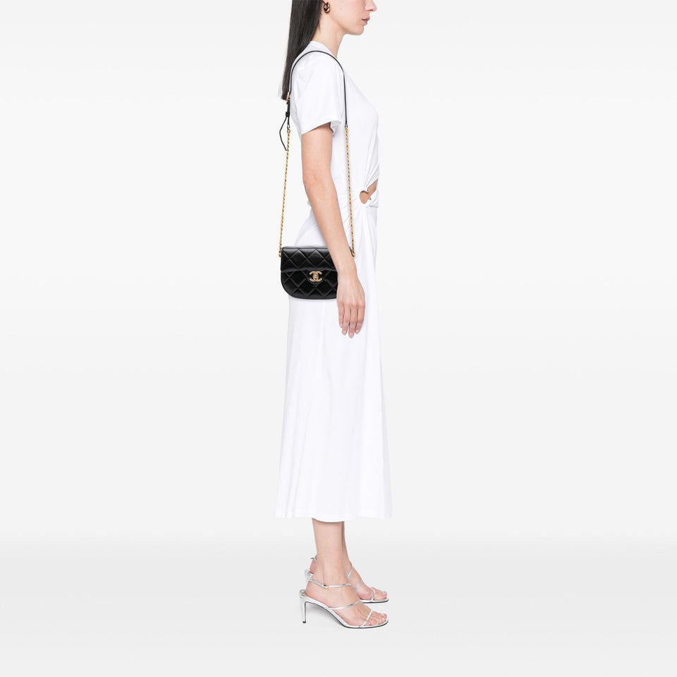 Chanel CC Quilted Calfskin Round Moon Messenger Flap