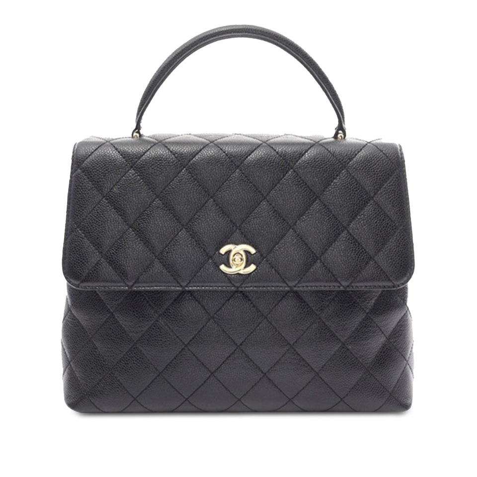 Chanel CC Quilted Caviar Kelly Top Handle Bag