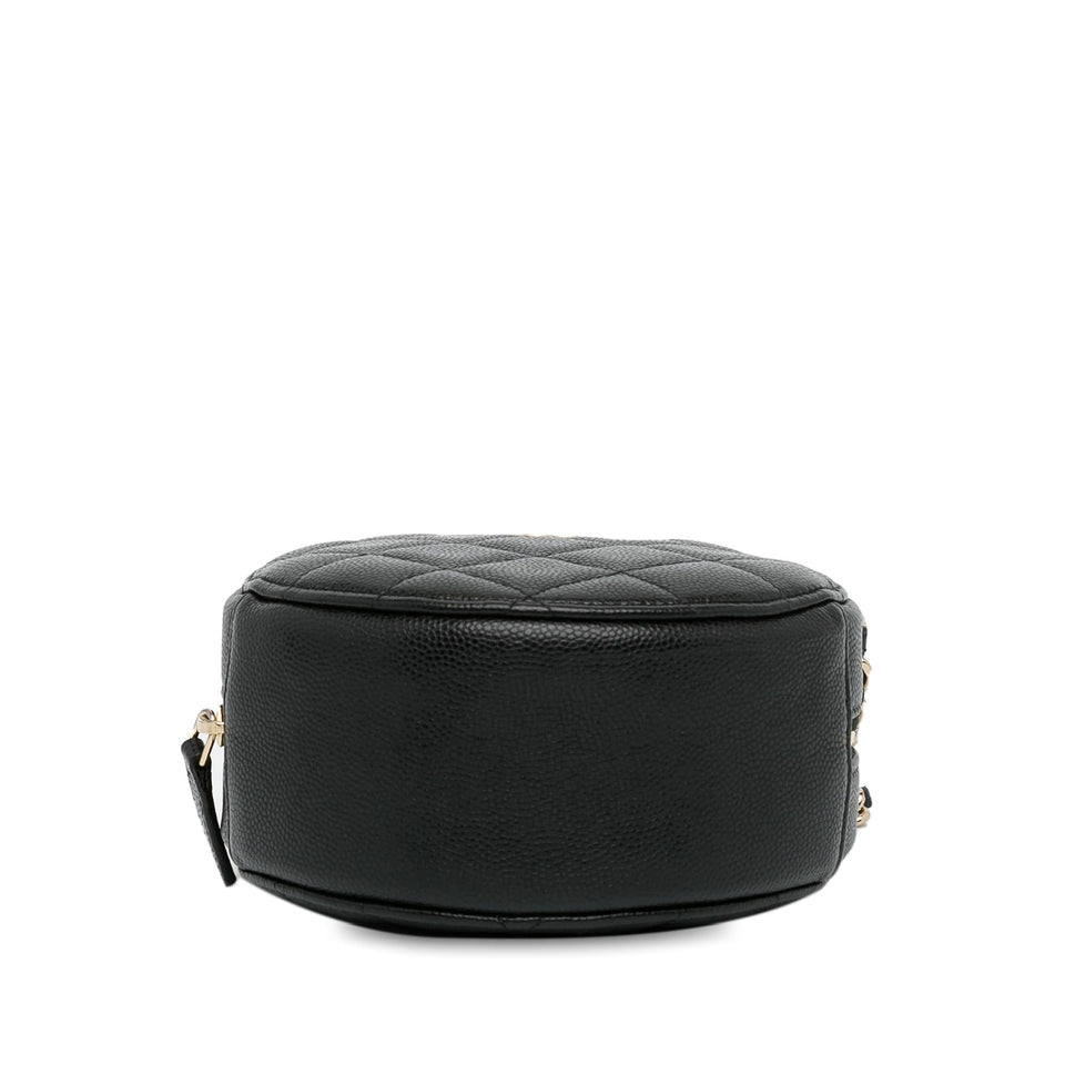 Chanel CC Quilted Caviar Round Clutch With Chain (SHG-ov2ka3)