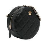 Chanel CC Quilted Caviar Round Clutch With Chain (SHG-ov2ka3)