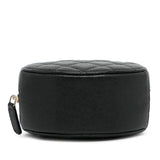 Chanel CC Quilted Caviar Round Clutch With Chain (SHG-QNFerj)