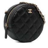 Chanel CC Quilted Caviar Round Clutch With Chain (SHG-QNFerj)