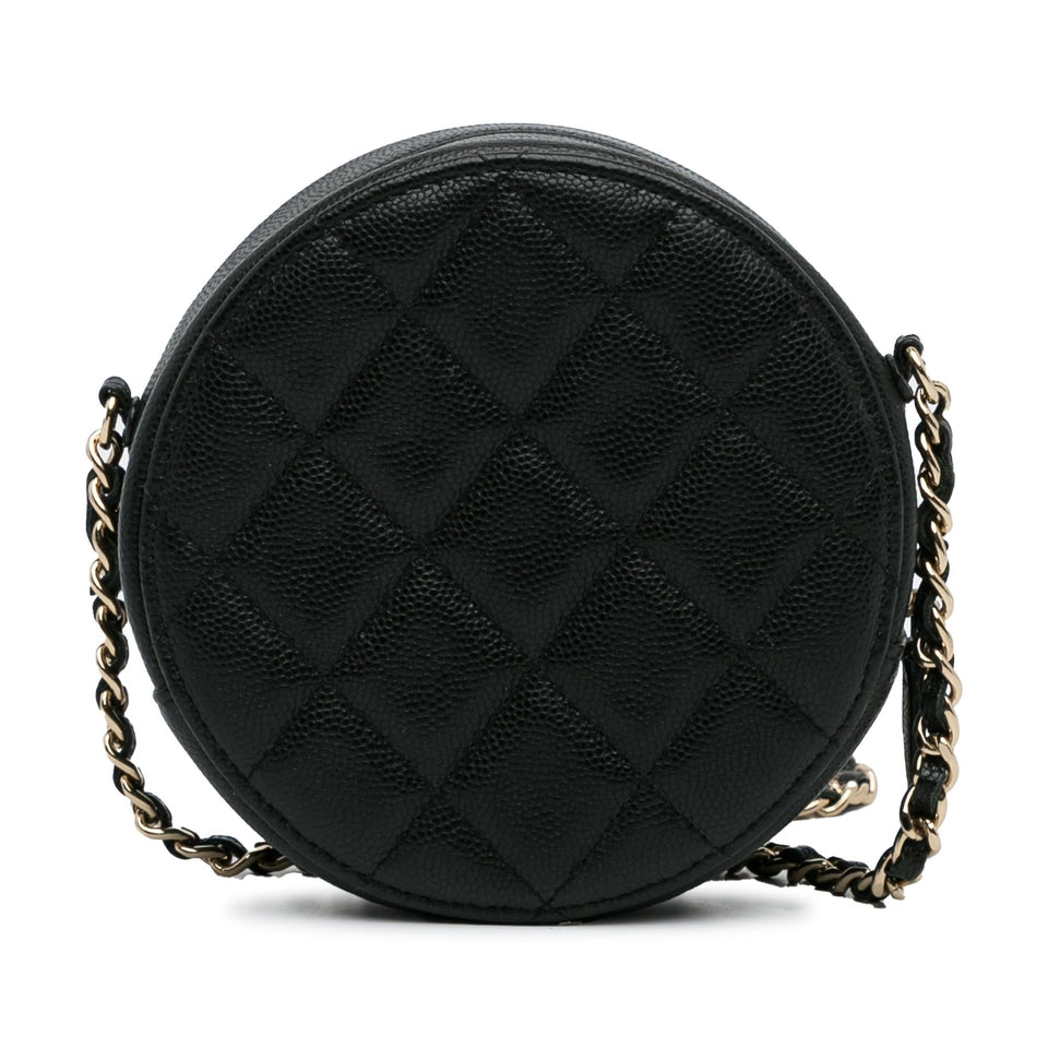 Chanel CC Quilted Caviar Round Clutch With Chain (SHG-Uqg8kK)