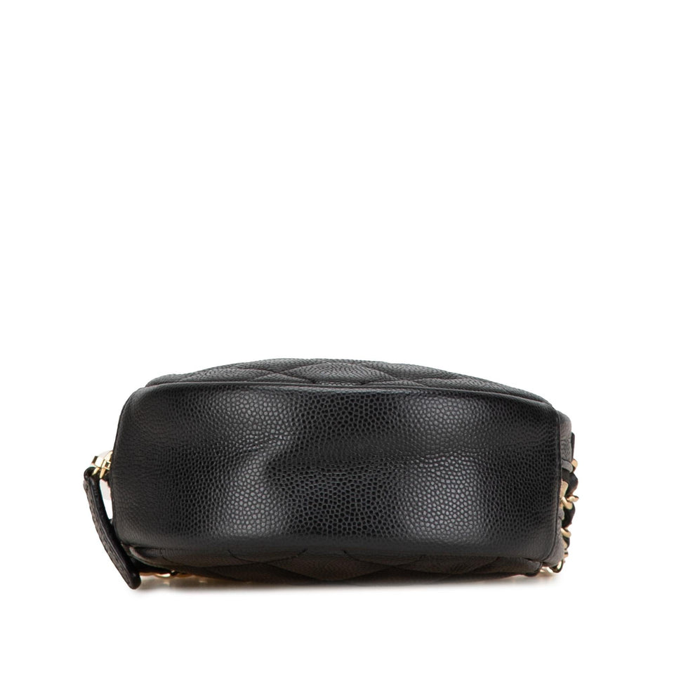 Chanel CC Quilted Caviar Round Clutch With Chain