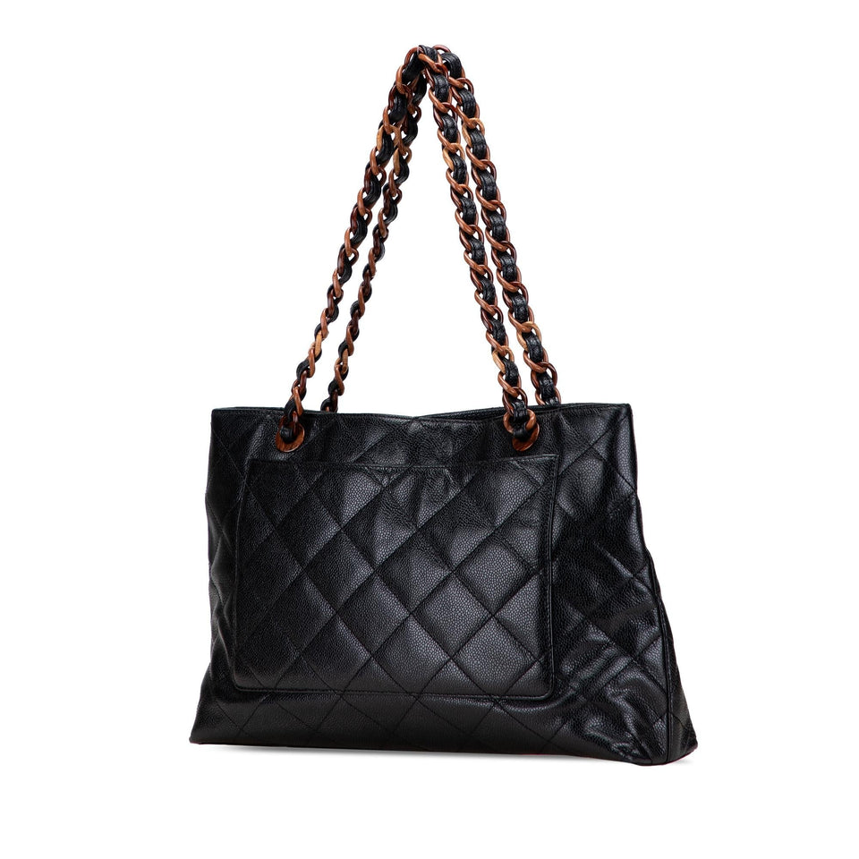 Chanel CC Quilted Caviar Tortoise Chain Tote