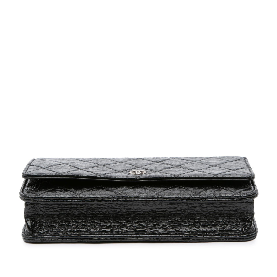 Chanel CC Quilted Crinkled Patent Wallet On Chain