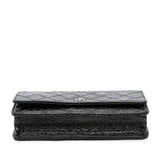 Chanel CC Quilted Crinkled Patent Wallet On Chain