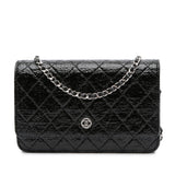 Chanel CC Quilted Crinkled Patent Wallet On Chain