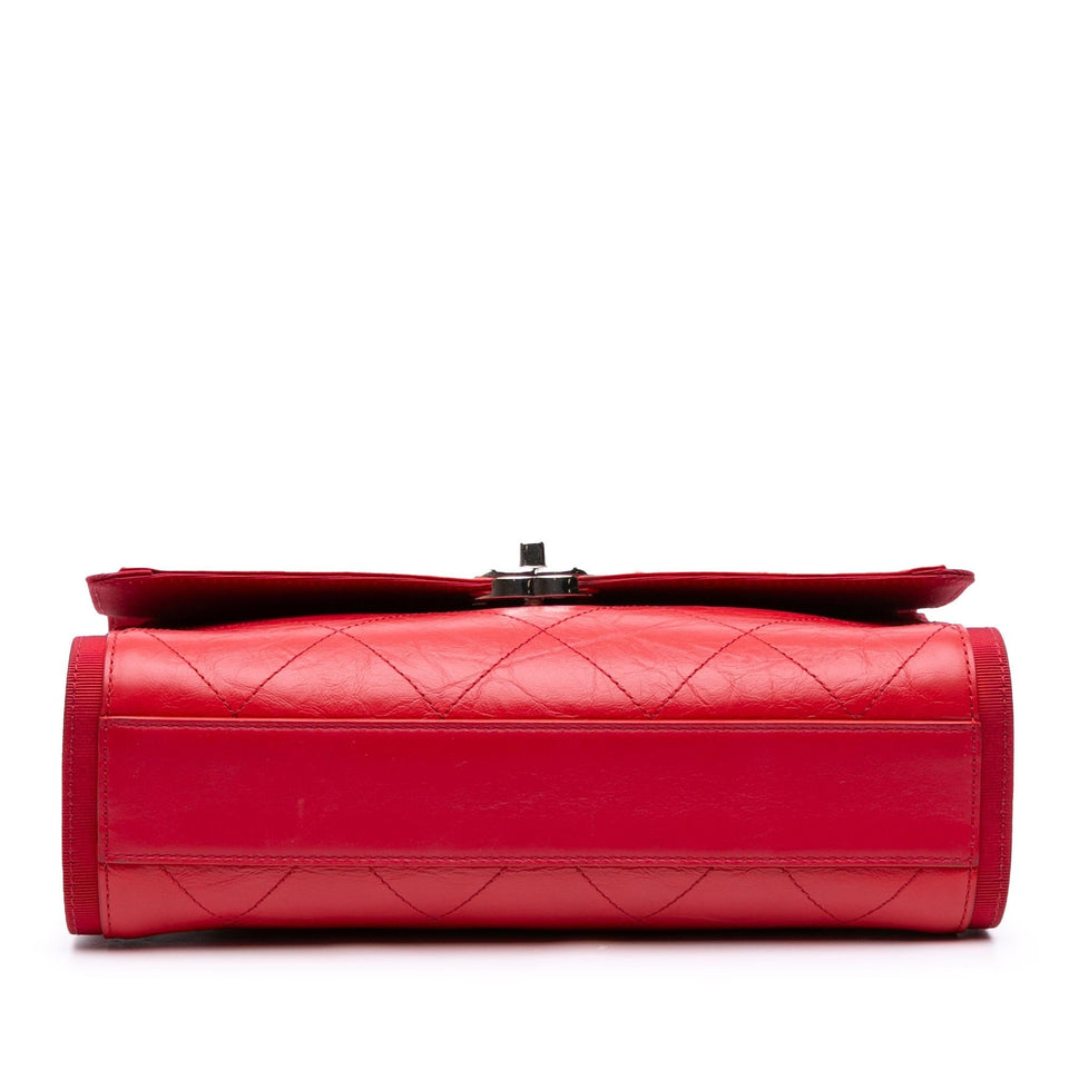 Chanel CC Quilted Crumpled Calfskin and Grosgrain Flap