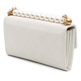 Chanel CC Quilted Goatskin Chic Pearls Wallet on Chain