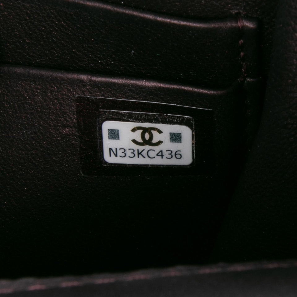 Chanel CC Quilted Iridescent Lambskin Top Handle Flap Clutch With Chain