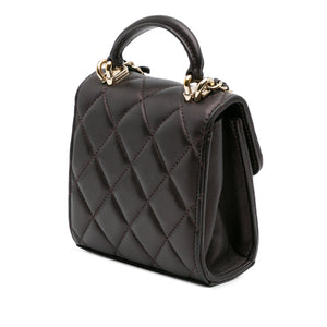 Chanel CC Quilted Iridescent Lambskin Top Handle Flap Clutch With Chain