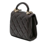 Chanel CC Quilted Iridescent Lambskin Top Handle Flap Clutch With Chain