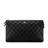 Chanel CC Quilted Lambskin Double Zip Clutch (SHG-9zutGz)