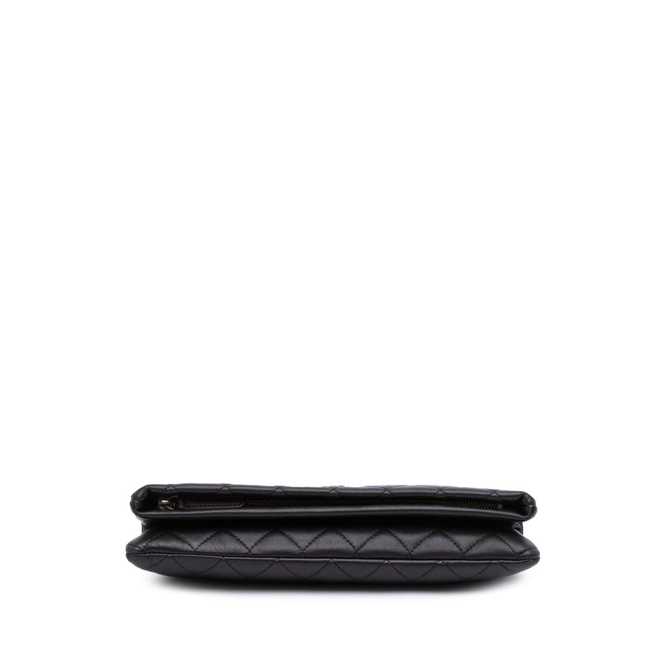 Chanel CC Quilted Lambskin Foldover Clutch