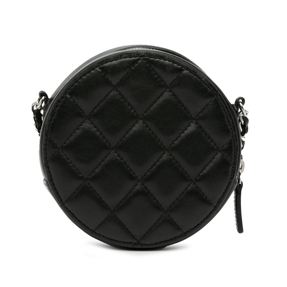 Chanel CC Quilted Lambskin Round Clutch with Chain