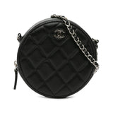 Chanel CC Quilted Lambskin Round Clutch with Chain