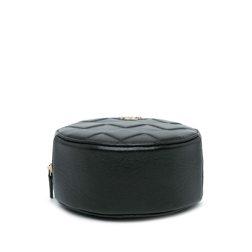 Chanel CC Quilted Lambskin Round Clutch with Chain