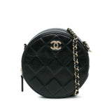 Chanel CC Quilted Lambskin Round Clutch with Chain