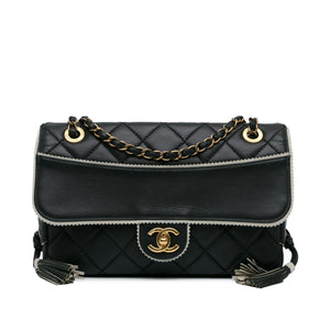 Chanel CC Quilted Lambskin Tassel and Border Embellished Flap
