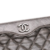 Chanel CC Quilted Metallic Caviar Clutch