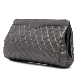 Chanel CC Quilted Metallic Caviar Clutch