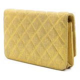 Chanel CC Quilted Metallic Fabric Wallet On Chain