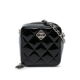 Chanel CC Quilted Patent Diamond Resin Clutch With Chain