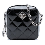 Chanel CC Quilted Patent Diamond Resin Clutch With Chain