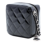 Chanel CC Quilted Patent Diamond Resin Clutch With Chain