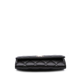 Chanel CC Quilted Shiny Lambskin Ribbon Long Clutch on Chain