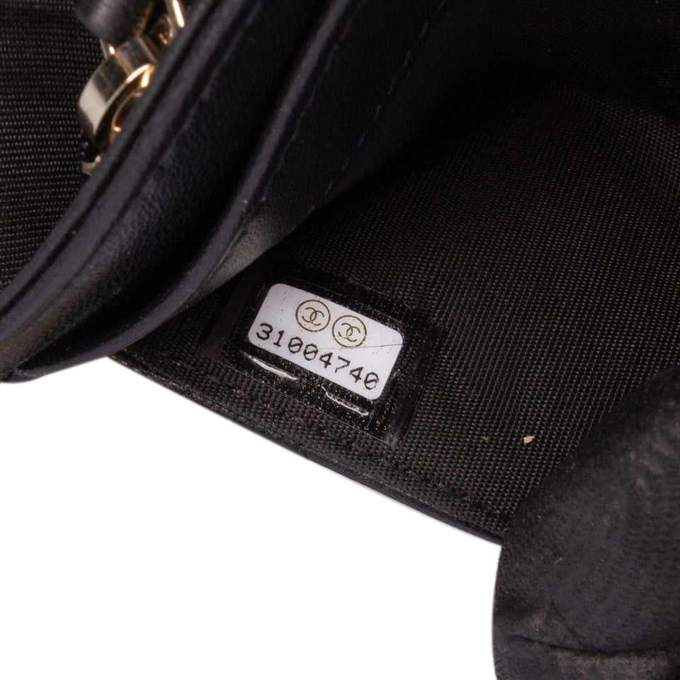 Chanel CC Quilted Shiny Lambskin Ribbon Long Clutch on Chain