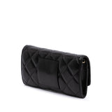 Chanel CC Quilted Shiny Lambskin Ribbon Long Clutch on Chain