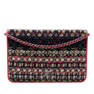 Chanel CC Quilted Tweed Wallet On Chain